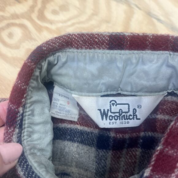 Vintage Woolrich Wool Burgundy Plaid Flannel Shirt Men’s Small Utility USA Made - Picture 10 of 13